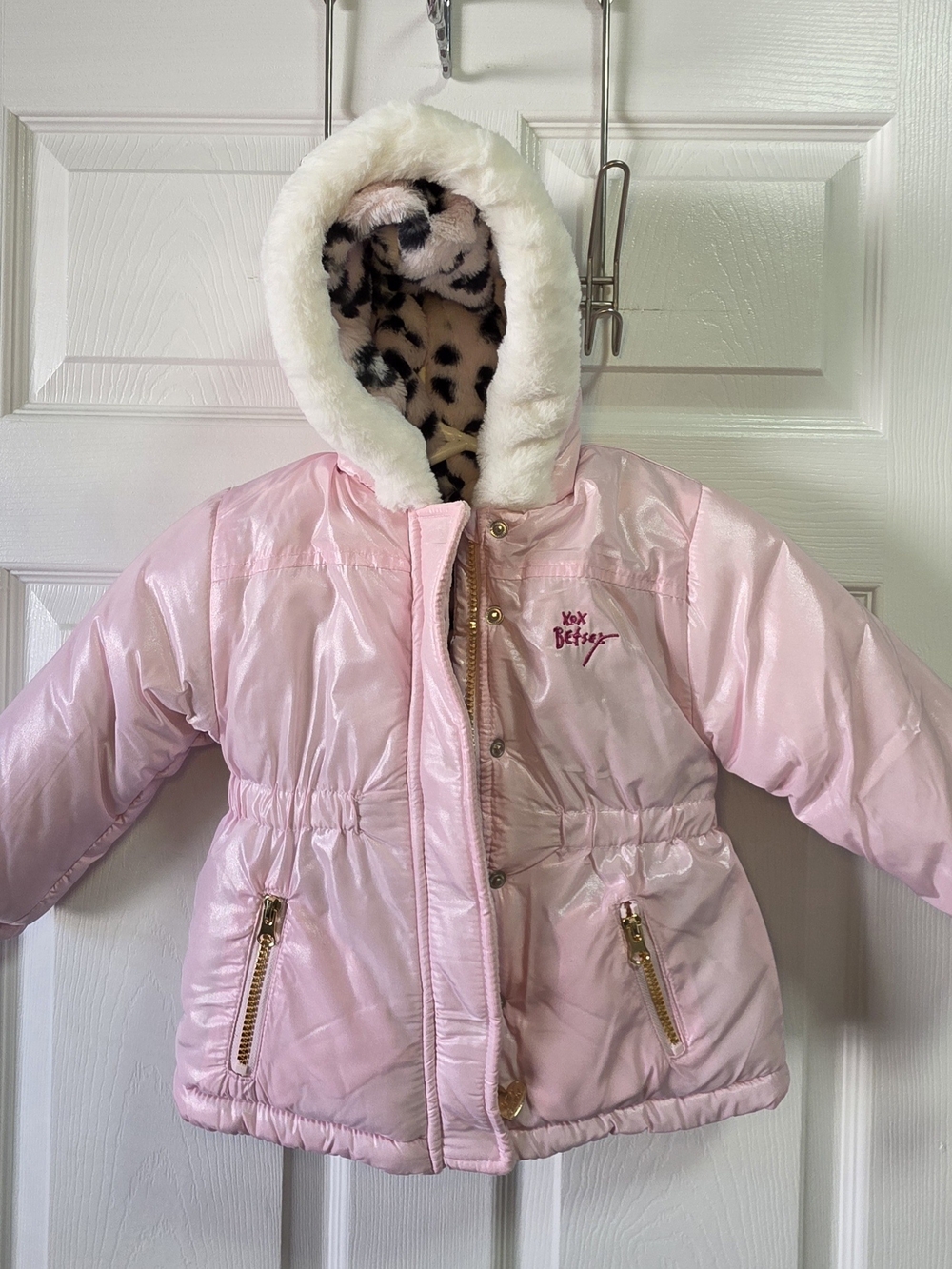 XOX Betsey Pink Faux-Fur Hooded Girls' Puffer Jacket